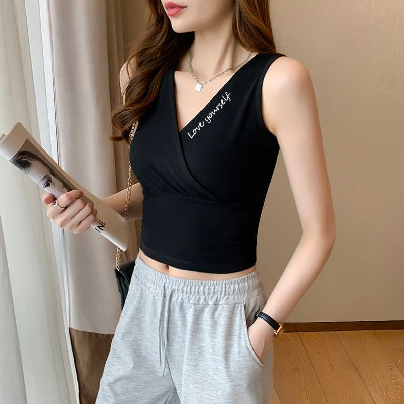 カシュクールデザイン タンクトップ タンクトップ|黒 トップス専門通販