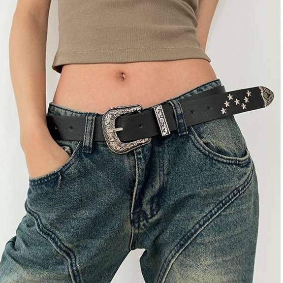 アメカジ 星柄スタッズ付き西部風レザーベルト ベルト|アメカジ専門
