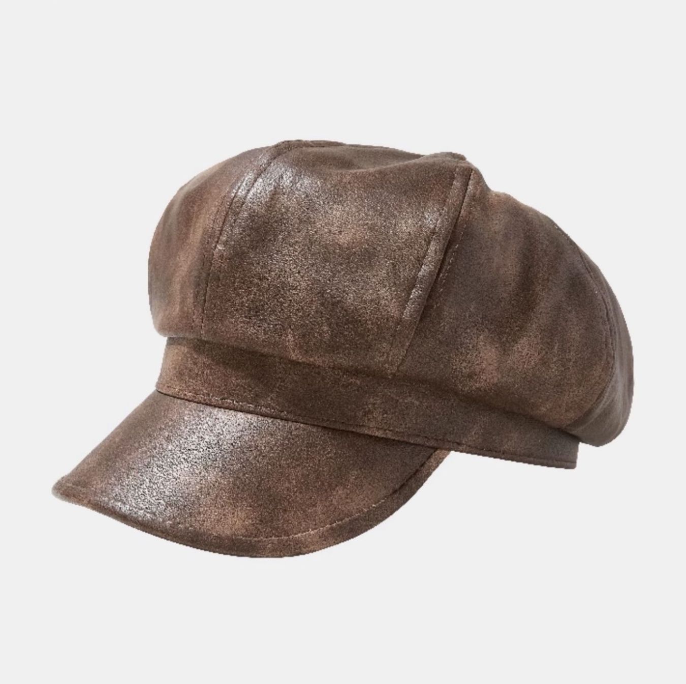 キャスケット 艶やか折り目入りレザーキャスケット レザー