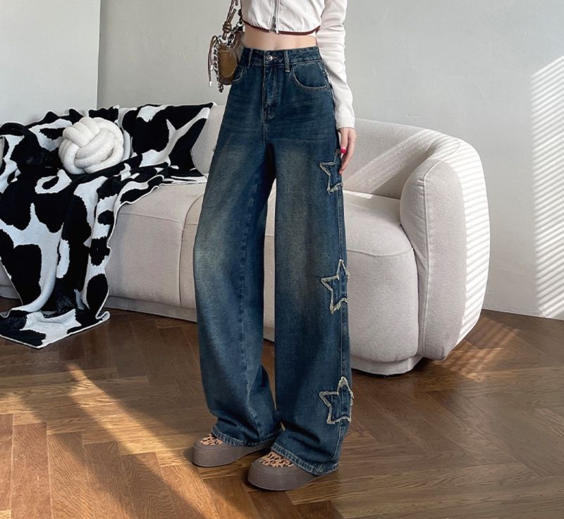 フレアパンツ 星柄ダメージ加工フレアデニム デニム|フレアパンツ専門