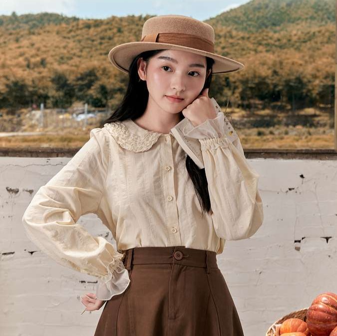 フリルブラウス 田園風レトロ フリル襟ペチブラウス 襟 フリル|フリル