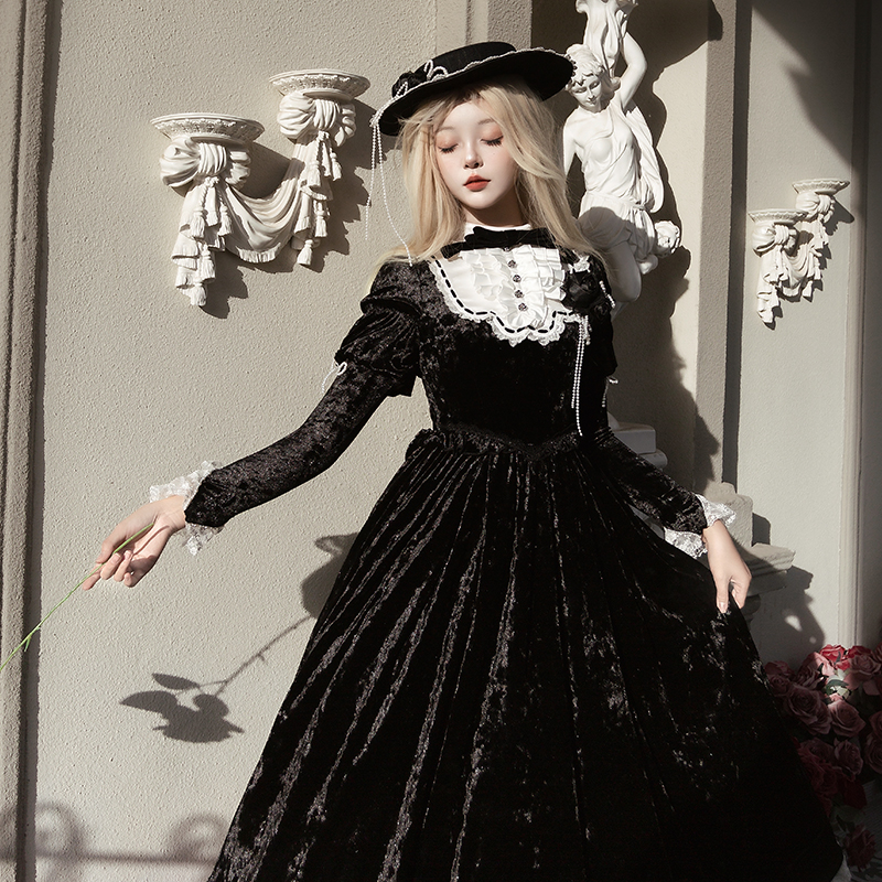 ロリータファッション 【中華ロリータ】ブラックアシンメトリーベルト