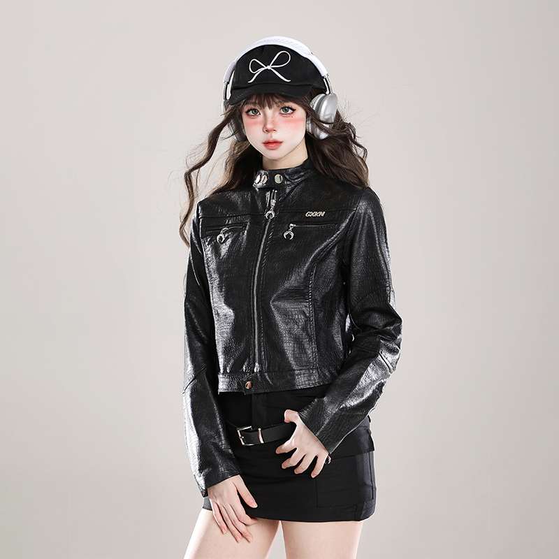 パンクファッション スタッズ付きライダースジャケット アウター