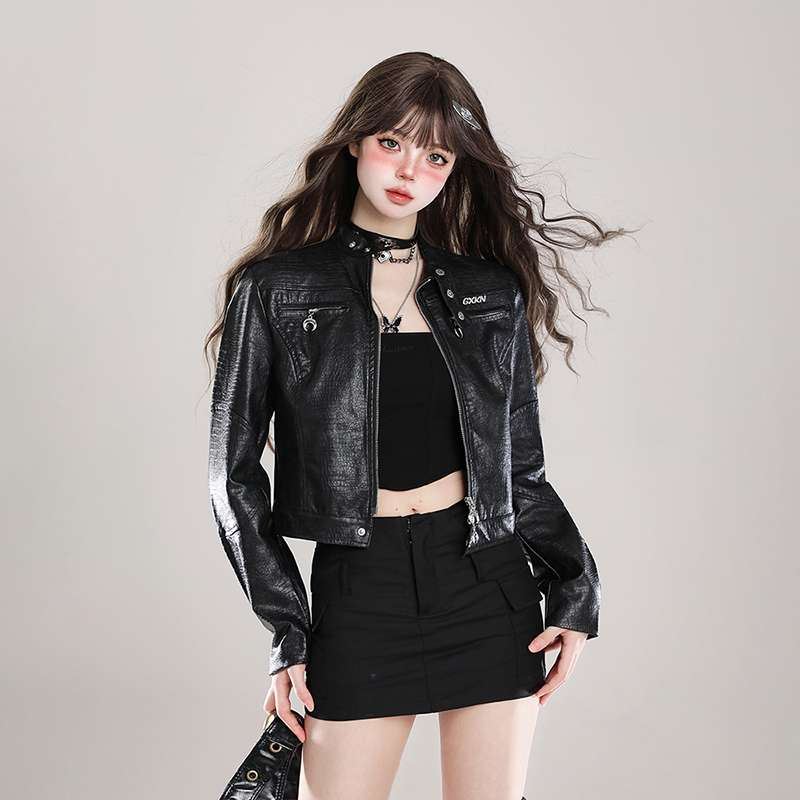 パンクファッション スタッズ付きライダースジャケット アウター