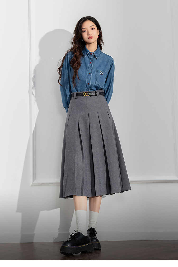 プリーツスカート 上品揺れる優美プリーツスカート 膝丈|プリーツ