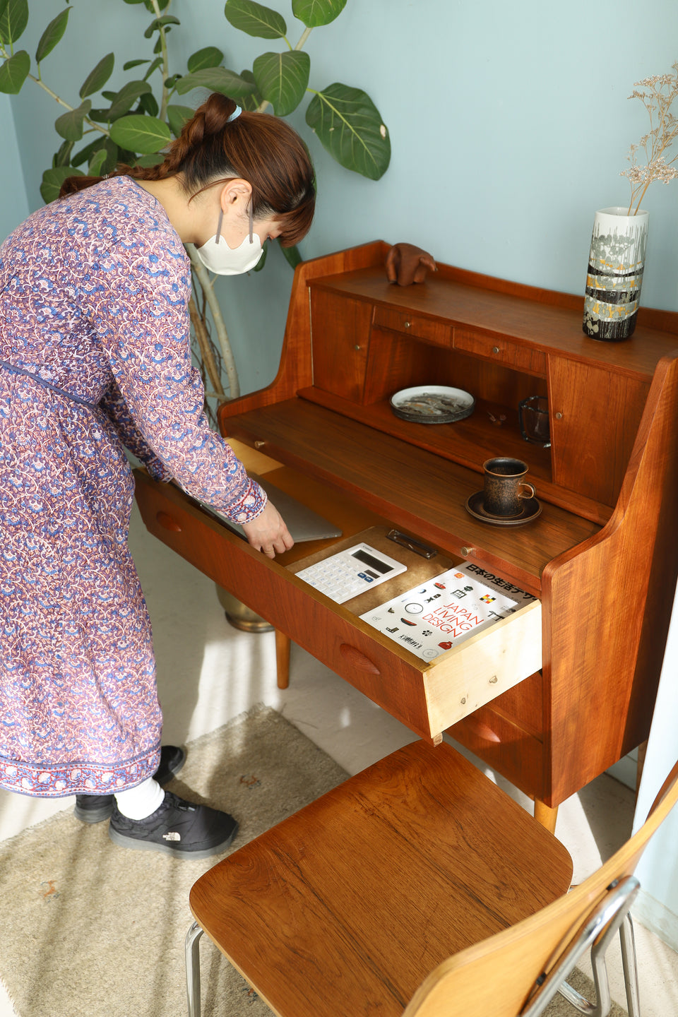 デンマークヴィンテージ ライティングビューロー チーク材 北欧家具