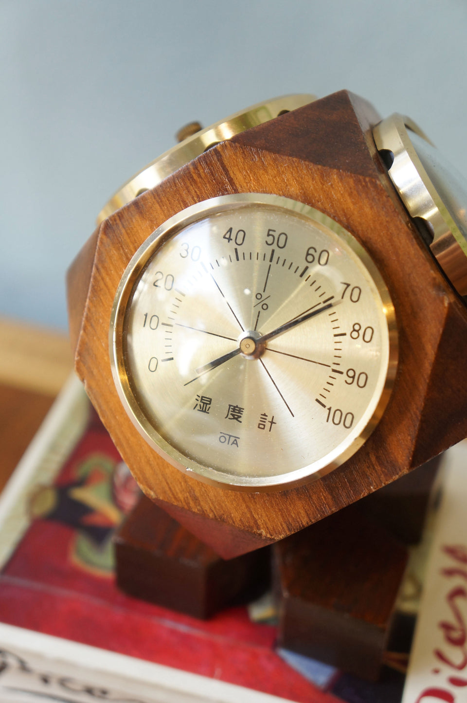 ジャパンヴィンテージ 置時計 温湿度計 レトロインテリア/Japanese