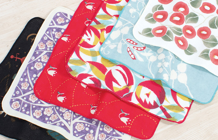 竹久夢二 ガーゼタオルハンカチ まめ ミズイロ | ふろしき むす美