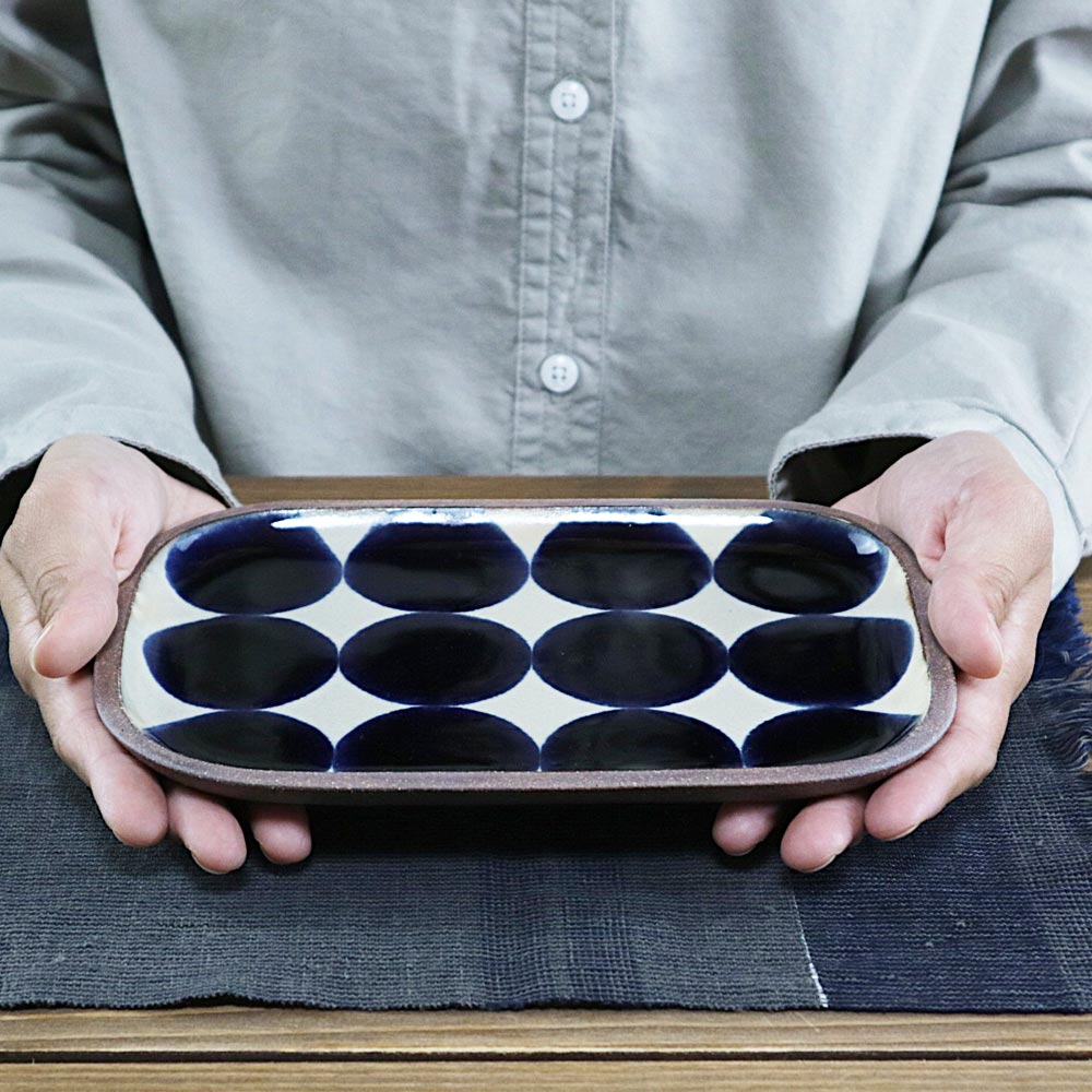 日本製 角皿 やちむん 小サイズ 中サイズ 呉須丸紋 ごすまるもん 一翠