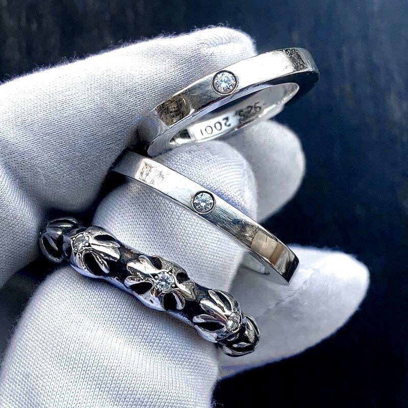 クロムハーツリング アフターダイヤ クロスバンドリング & スペーサー