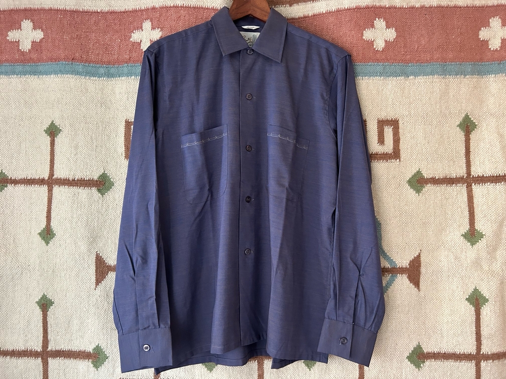 デッドストック 60s ビンテージ レーヨン混 オープンカラー 開襟