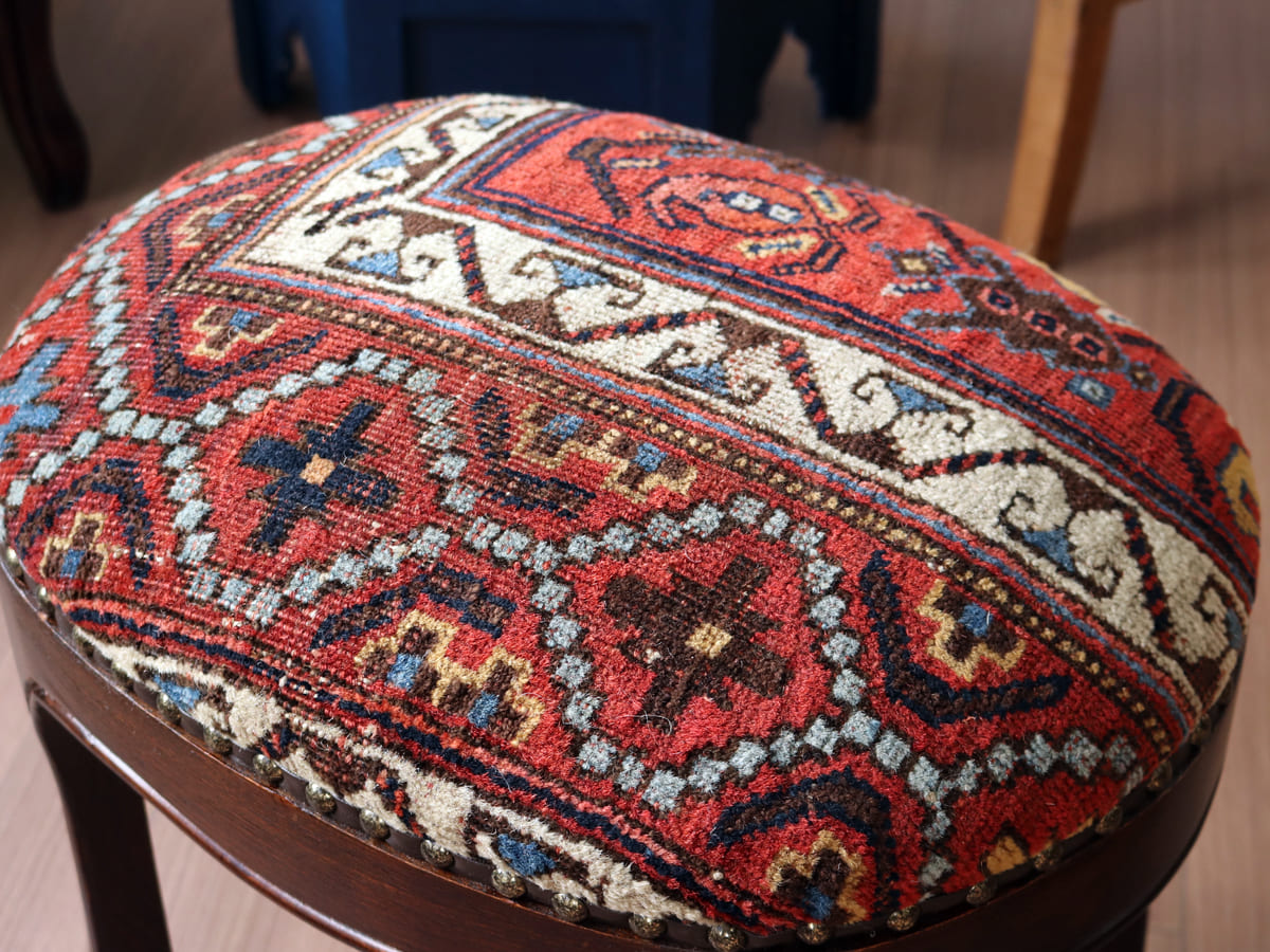 アンティークラグ木製家具 H40×W31.5×D41.5cm スツール オットマン