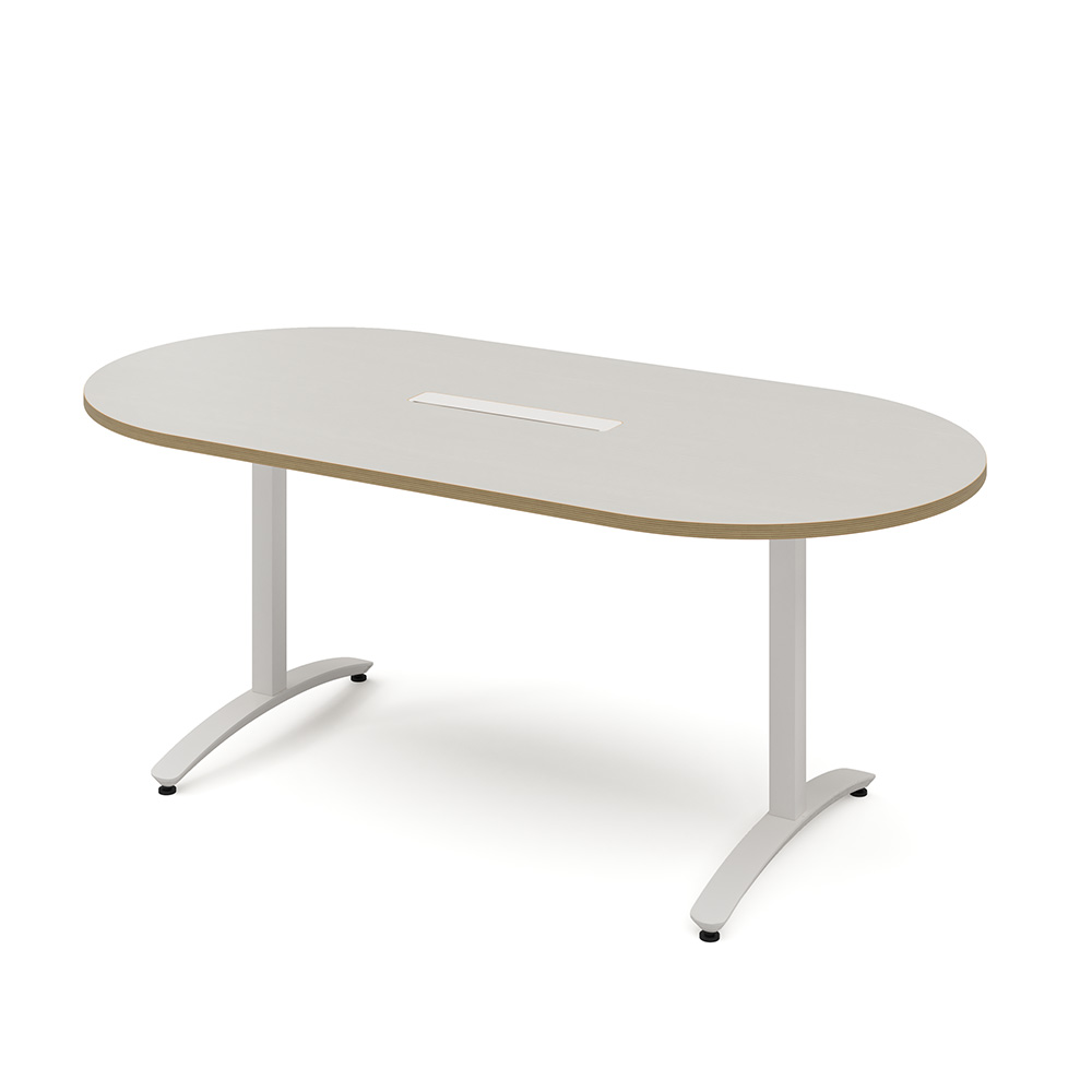 ロンナ 長円形テーブル/ホワイトT字脚 幅180×奥行90cm 会議テーブル
