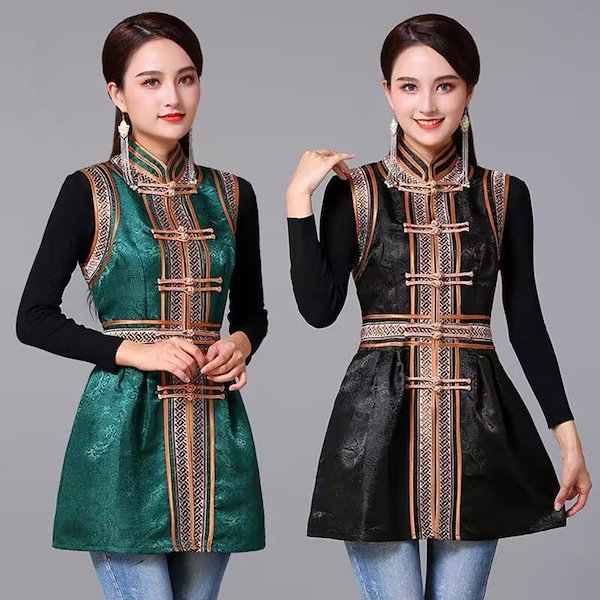 Qoo10] モンゴル伝統衣装ベスト舞台演出服刺繍民族