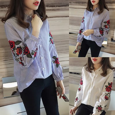 Qoo10] S_S.IL レディース トップス シャツ バラ 刺繍
