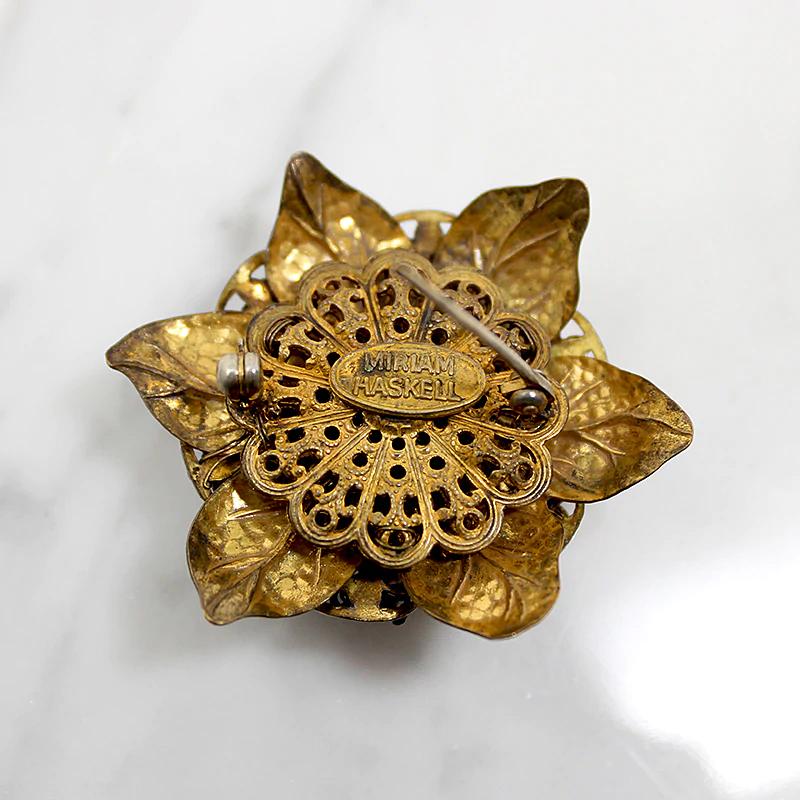 Miriam Haskell Brass Filigree Flower Brooch – GSL
