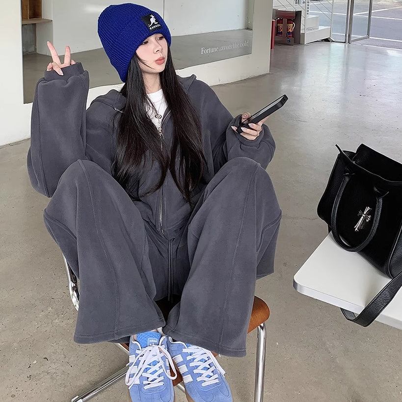 裏起毛 スウェット セットアップ レディース パーカー 韓国