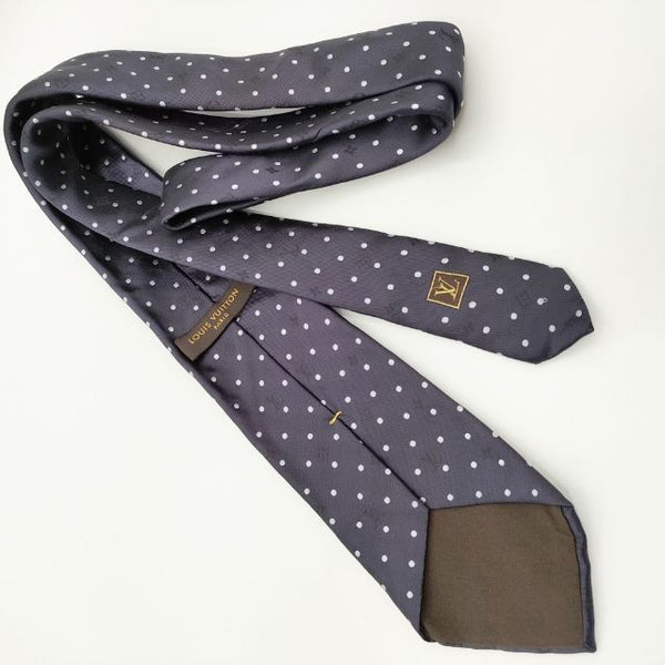 LOUIS VUITTON モノグラム柄 ドット 水玉 シルク イタリア製 ネクタイ
