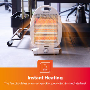 White Portable Electric Quartz Halogen Heater 800W | Geepas UK