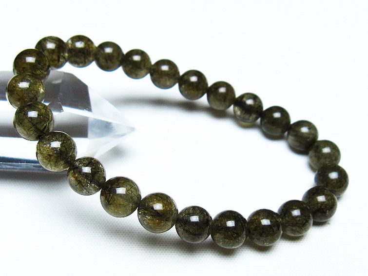 パワーストーン 天然石 ブラックルチルクォーツブレスレット 8mm [T257