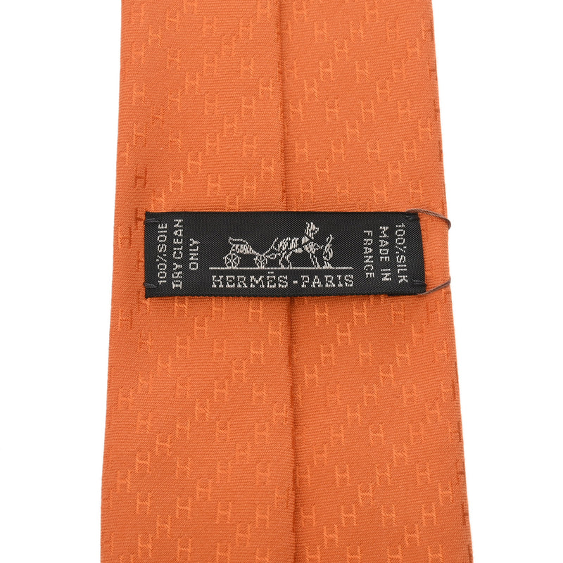 HERMES エルメス H織り オレンジ メンズ シルク100％ ネクタイ 未使用