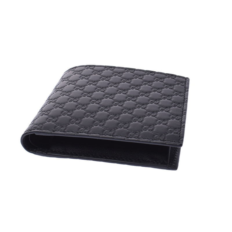 グッチマイクログッチシマ 黒 メンズ レザー 二つ折り財布 544472