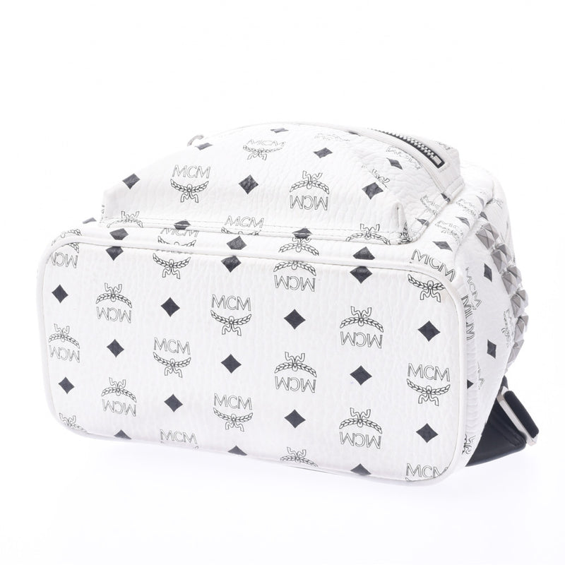 エムシーエムバックパック サイドスタッズ 白/黒 レディース リュック