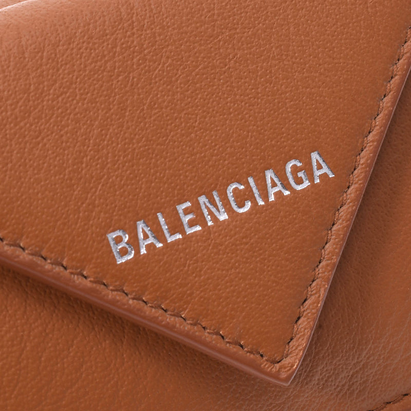 バレンシアガペーパーミニ ウォレット ブラウン ユニセックス カーフ