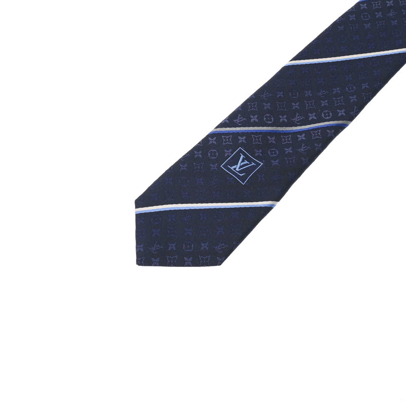 ルイヴィトンネクタイ オーバーザストライプス 紺 メンズ シルク100