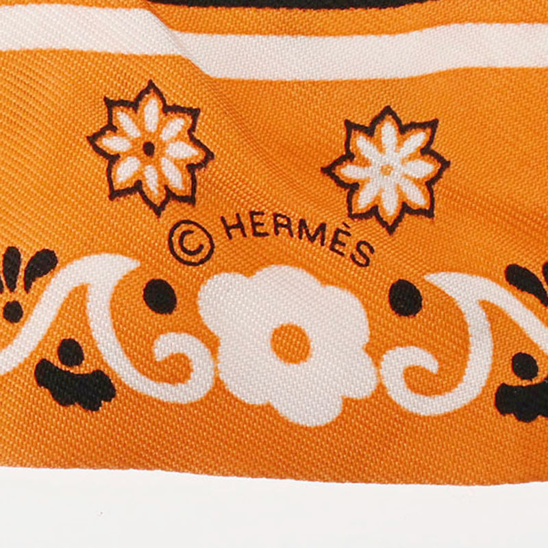 エルメスツイリー バンダナ柄 オレンジ レディース シルク100