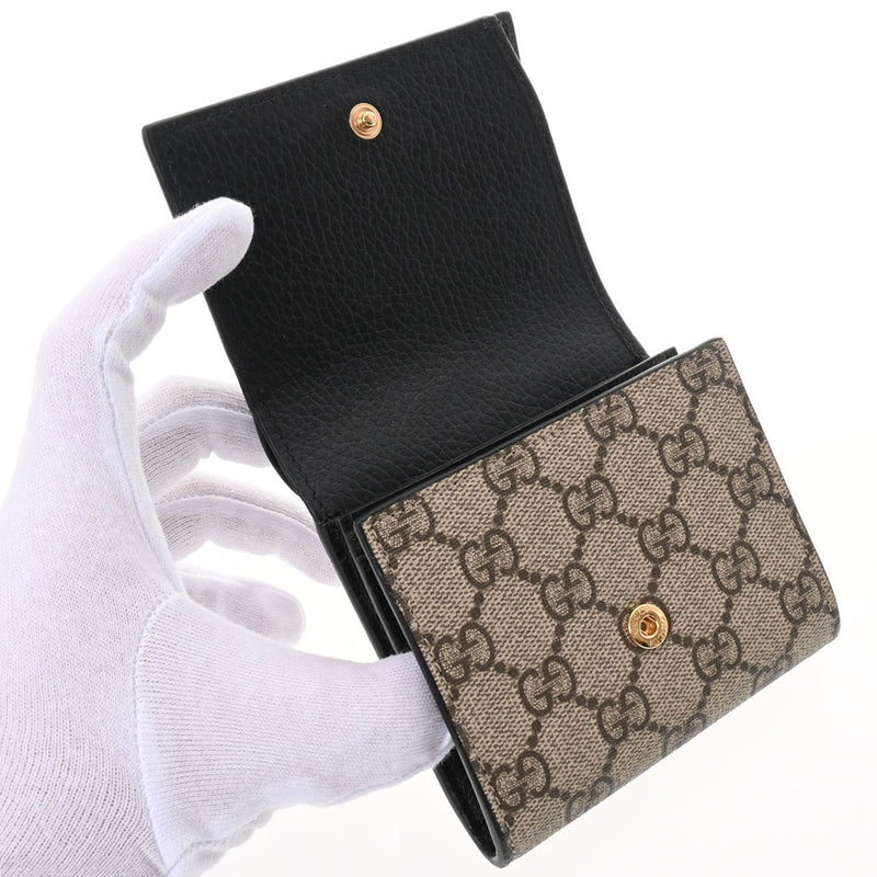 グッチGGマーモント ミディアムウォレット 黒/ベージュ ゴールド金具