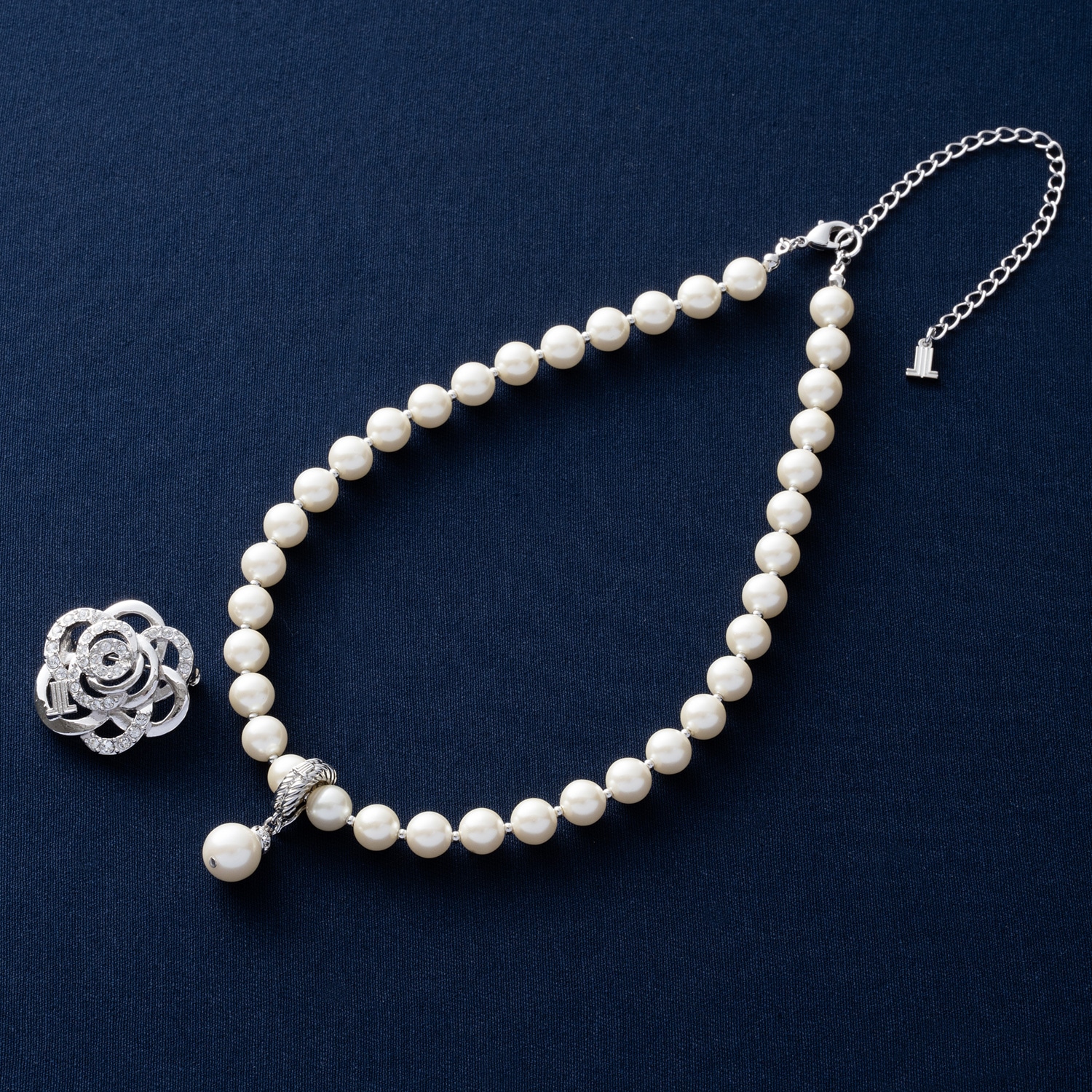 ランバン オン ブルー ネックレス＆バラモチーフブローチセット【eGift