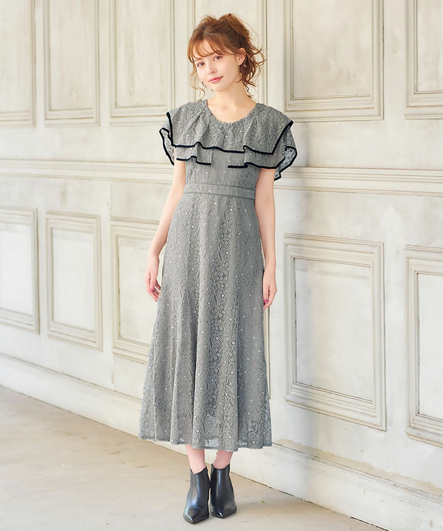結婚式・お呼ばれ対応 | レースフリルワンピースドレス - パーティー