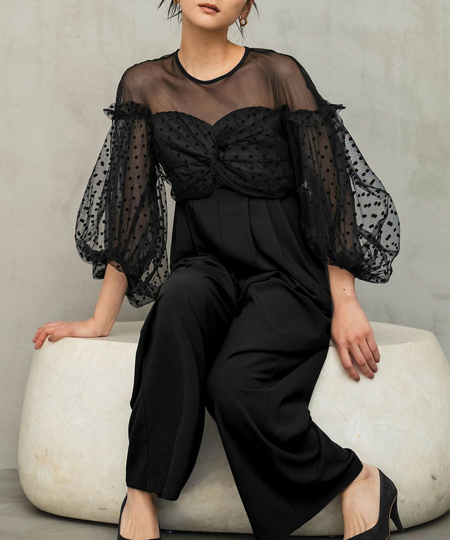 結婚式・お呼ばれ対応 | ドットオールインワンパンツドレス