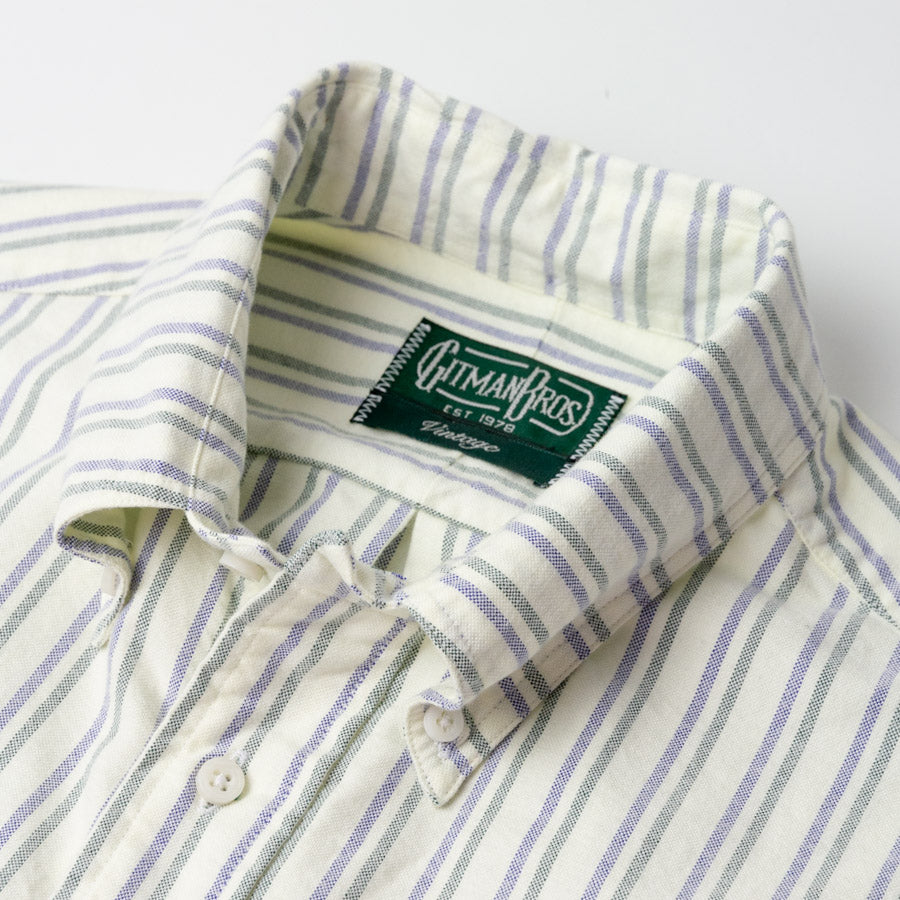 Gitman Vintage Navy Brushed Split Stripe Oxford Shirt