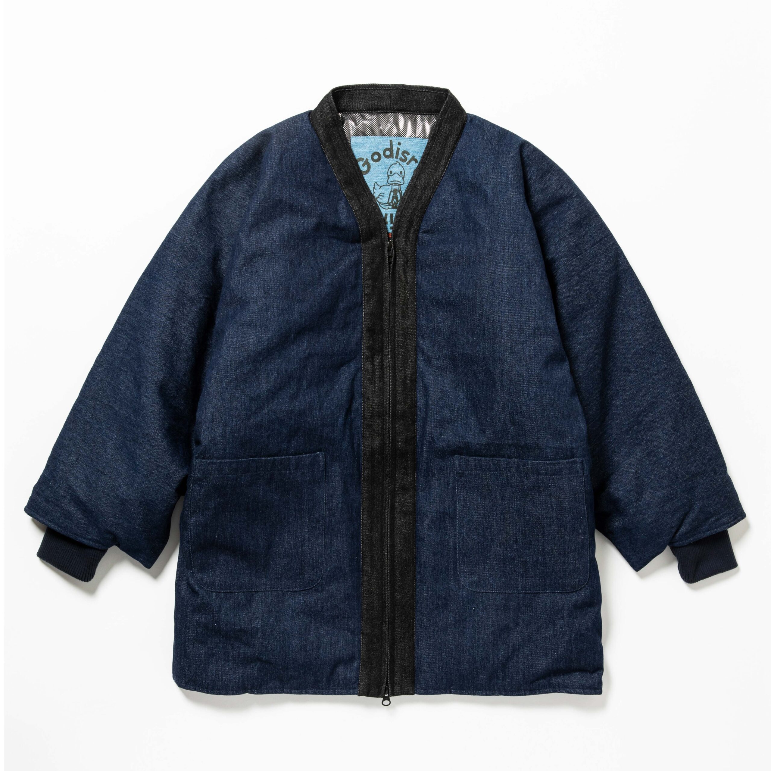 寒風寒波上等デニム半纏（ハンテン）NAVY 防風シート×高機能中綿仕様