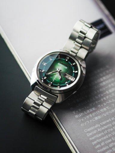 Seiko 5 Actus 7019-7210 JDM Faceted Crystal Green Sunburst Dial