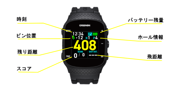 ザ・ゴルフウォッチGN101 シンプル表示の腕時計型GPSゴルフナビ - GPS