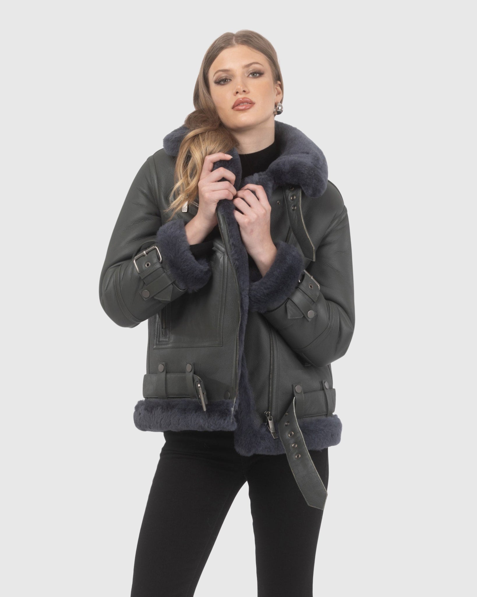 Genuine British Shearling Lamb, Hide To Heavy Wool Moto Jacket