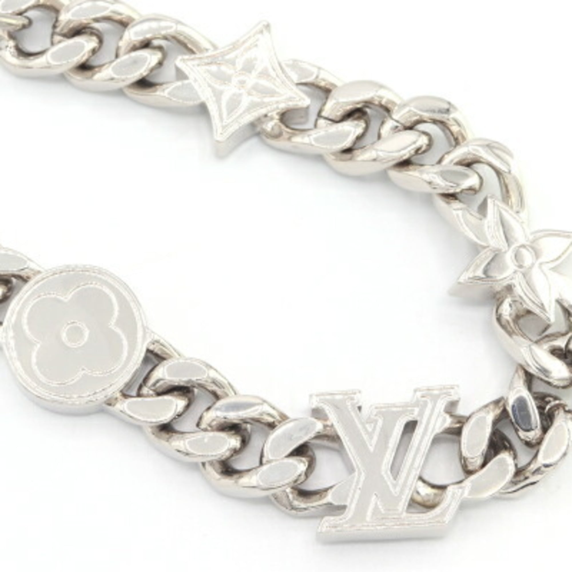 Louis Vuitton Bag Charm Monogram Element Chain M01468 Silver Metal