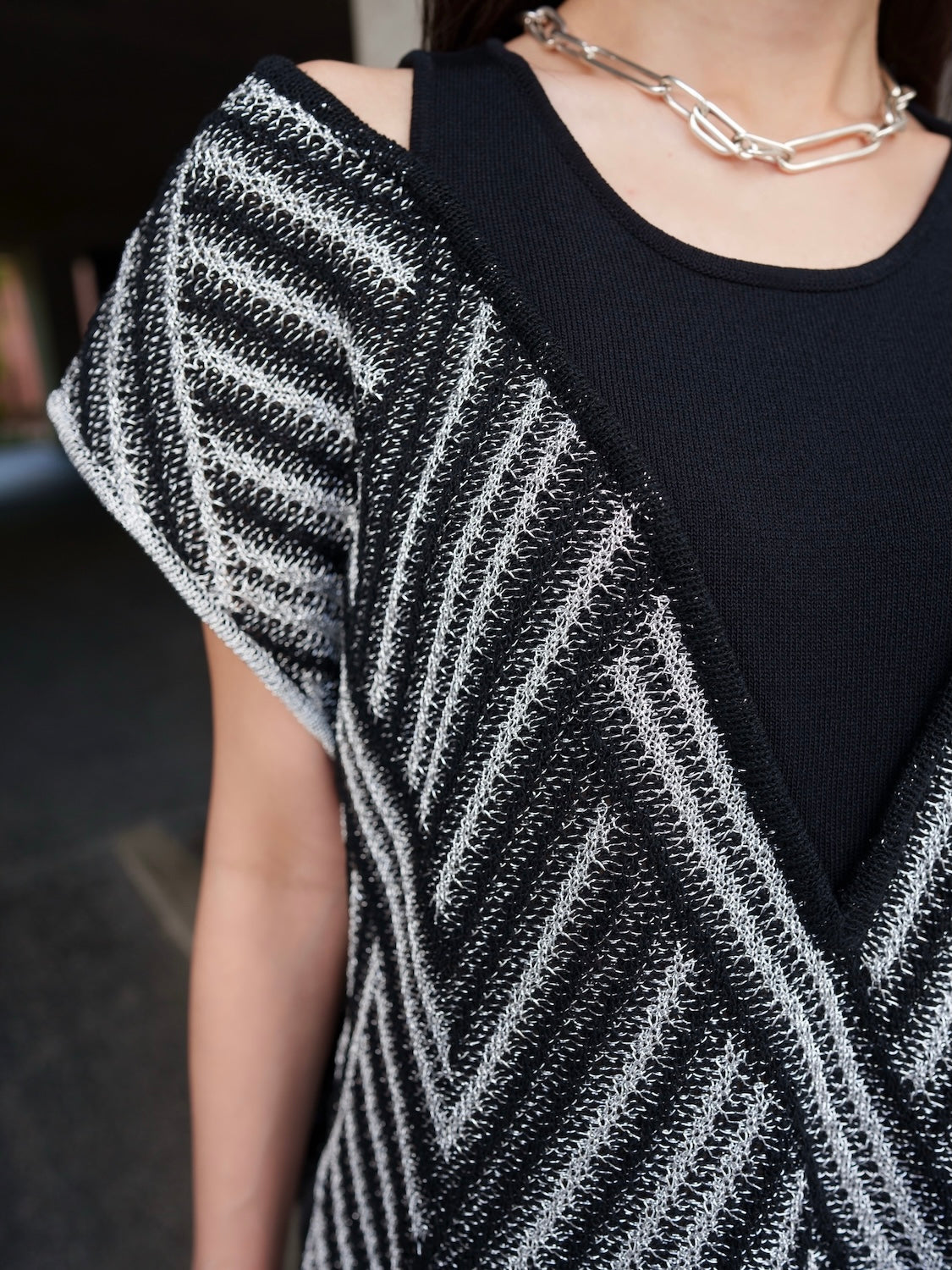 レイヤーライク ラメベスト KNIT セットアップ