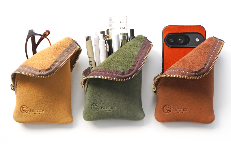 鹿革がふんわりやわらか【スタンド型ペンケース】自立する便利な大人の