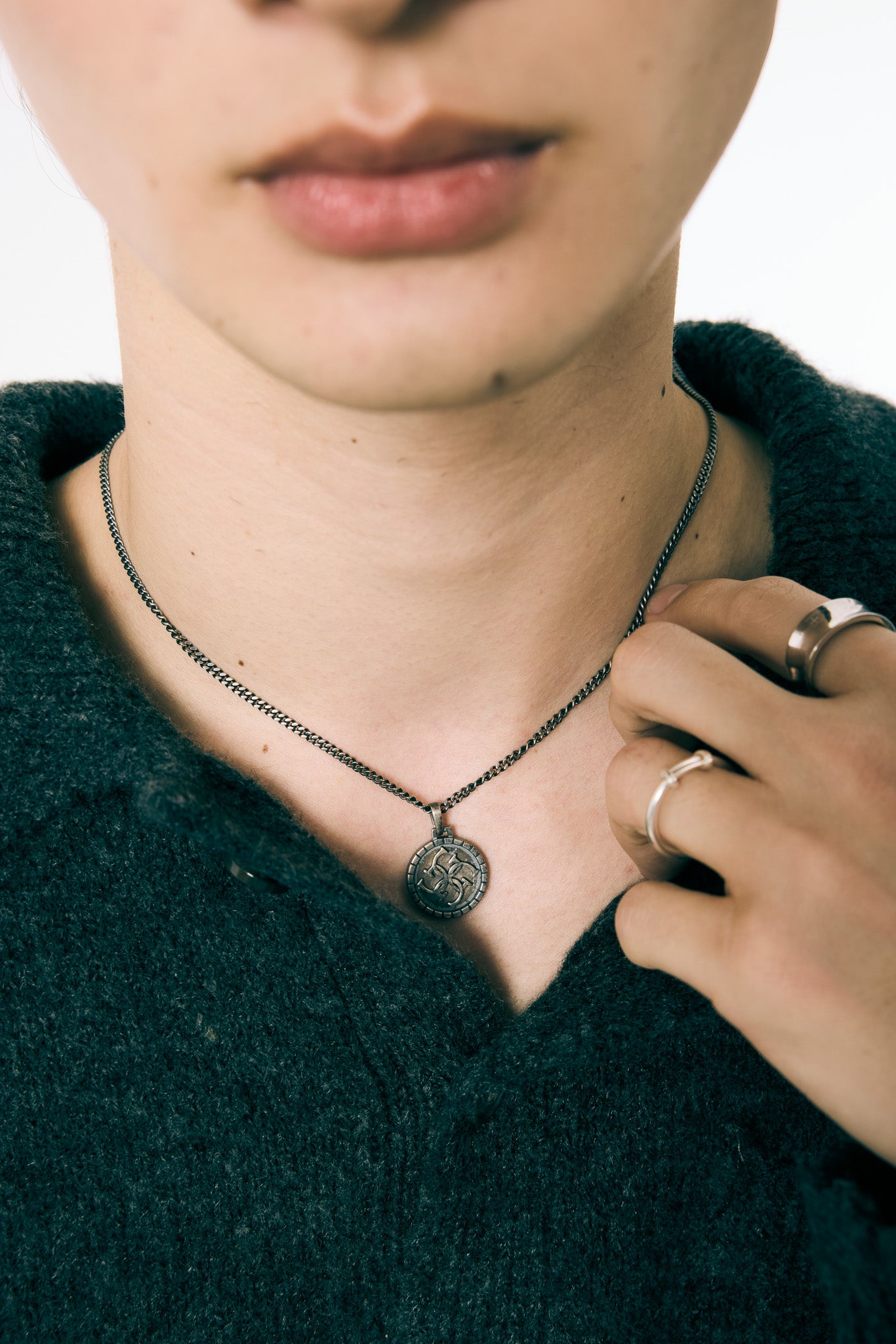 Cross Coin necklace 【SMOKED SILVER】 – GRAiL