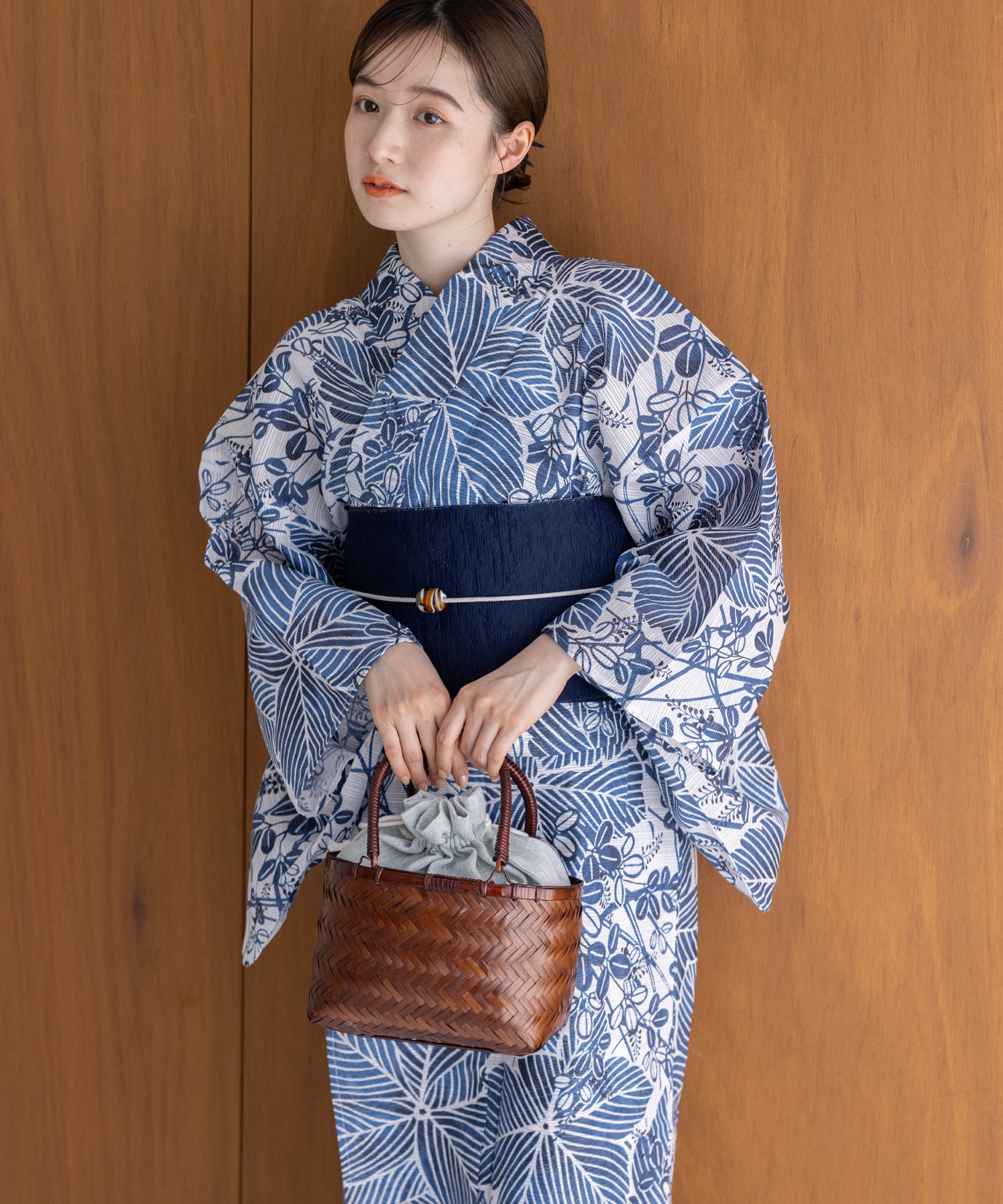 こだわり浴衣5点セット(浴衣/帯/下駄/腰紐/着付け冊子) 綿絽生地 乱絽