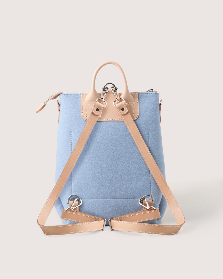 Merino Wool and Leather Mini Bedford Backpack in Dark Gray and