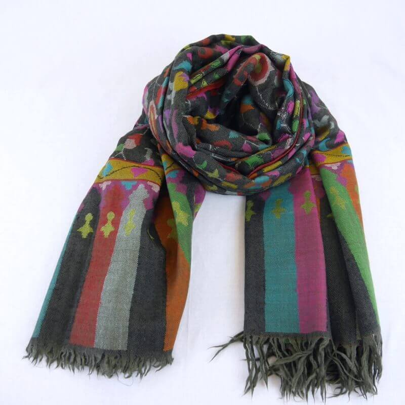 カニ織 ジャマワール ショール｜カシミヤ 手織り パシュミナ