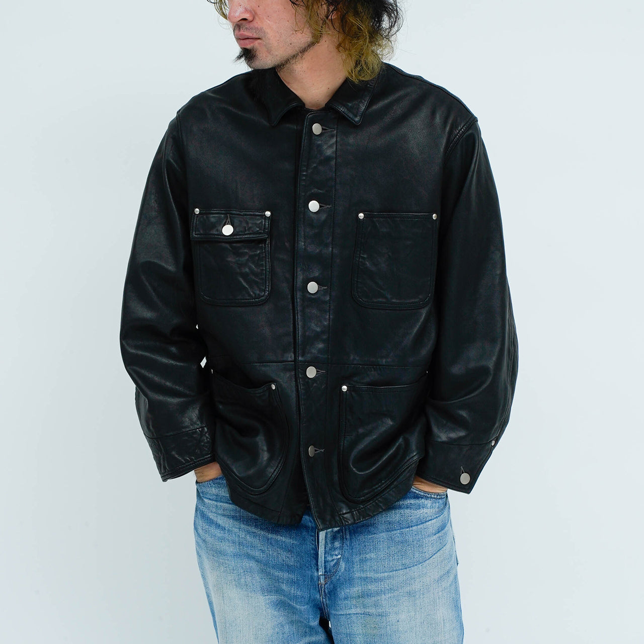 ウィメンズ ウォッシュレザー カバーオール（ラム）_coverall