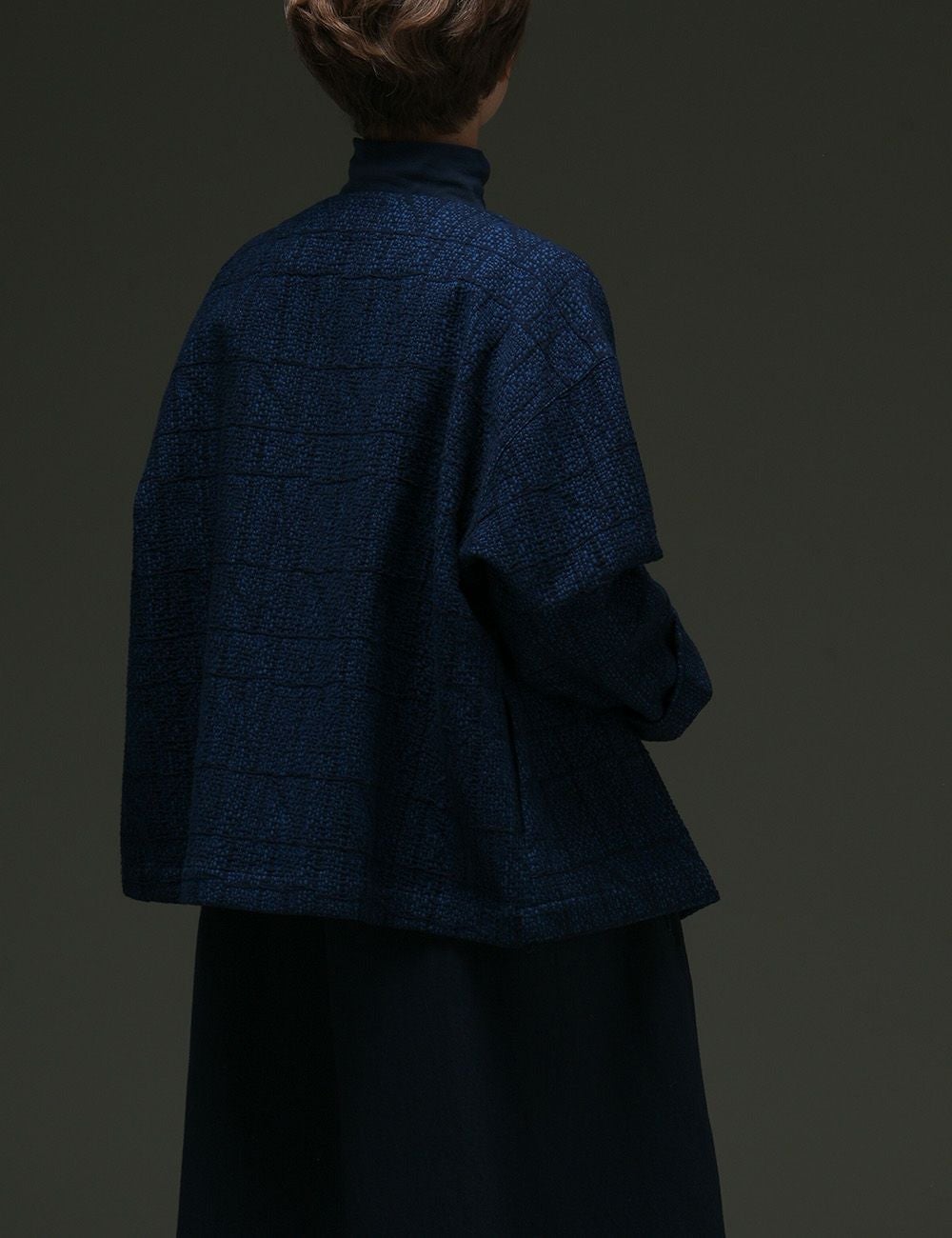 インディゴ刺子つぎはぎジャガードジャケット唐小豆（とうあずき