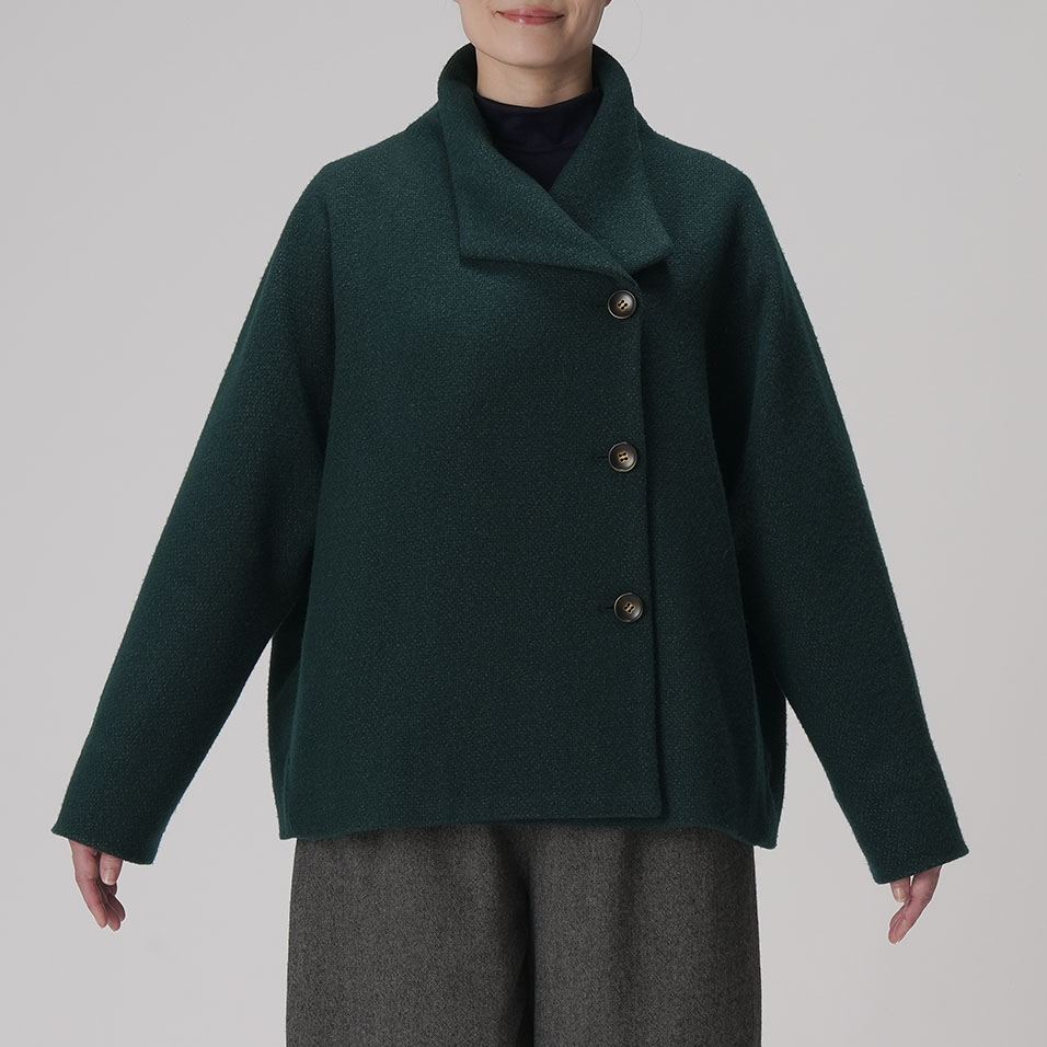 風呂敷包付き】綿ウール撚り杢ななこ織コート稗（ひえ） | 石見銀山 群