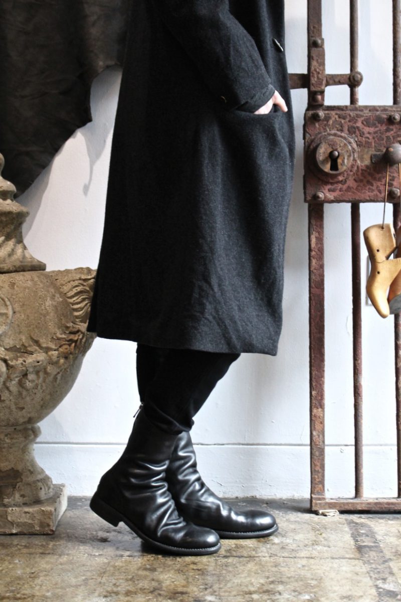 No 988. Back Zip Mid Boots Horse Full Grain. BLKT(Black). GUIDI